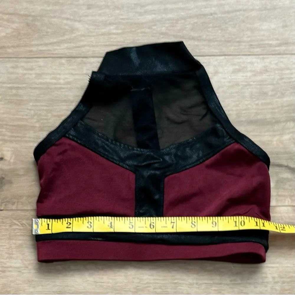 Girls preteen dance costume black and maroon halter top short set‎